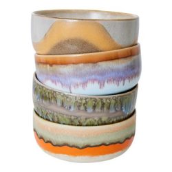 HKliving 70's Ceramics Dessert Kommen Ø 12,5 cm - Set van 4 - Reef
