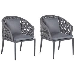 Beliani - LIPARI - Tuinstoel set van 2 - Grijs - Aluminium