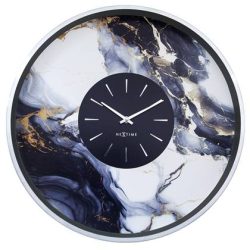 NeXtime - Grote Wandklok 48cm - Stil - Zilver|Wit - Aluminium -