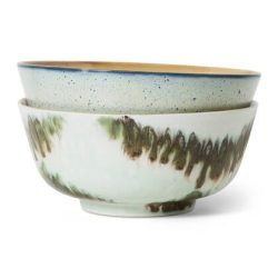 HKliving 70's Ceramics Ramen Kommen Ø 19 cm - Set van 2 - Minimalist