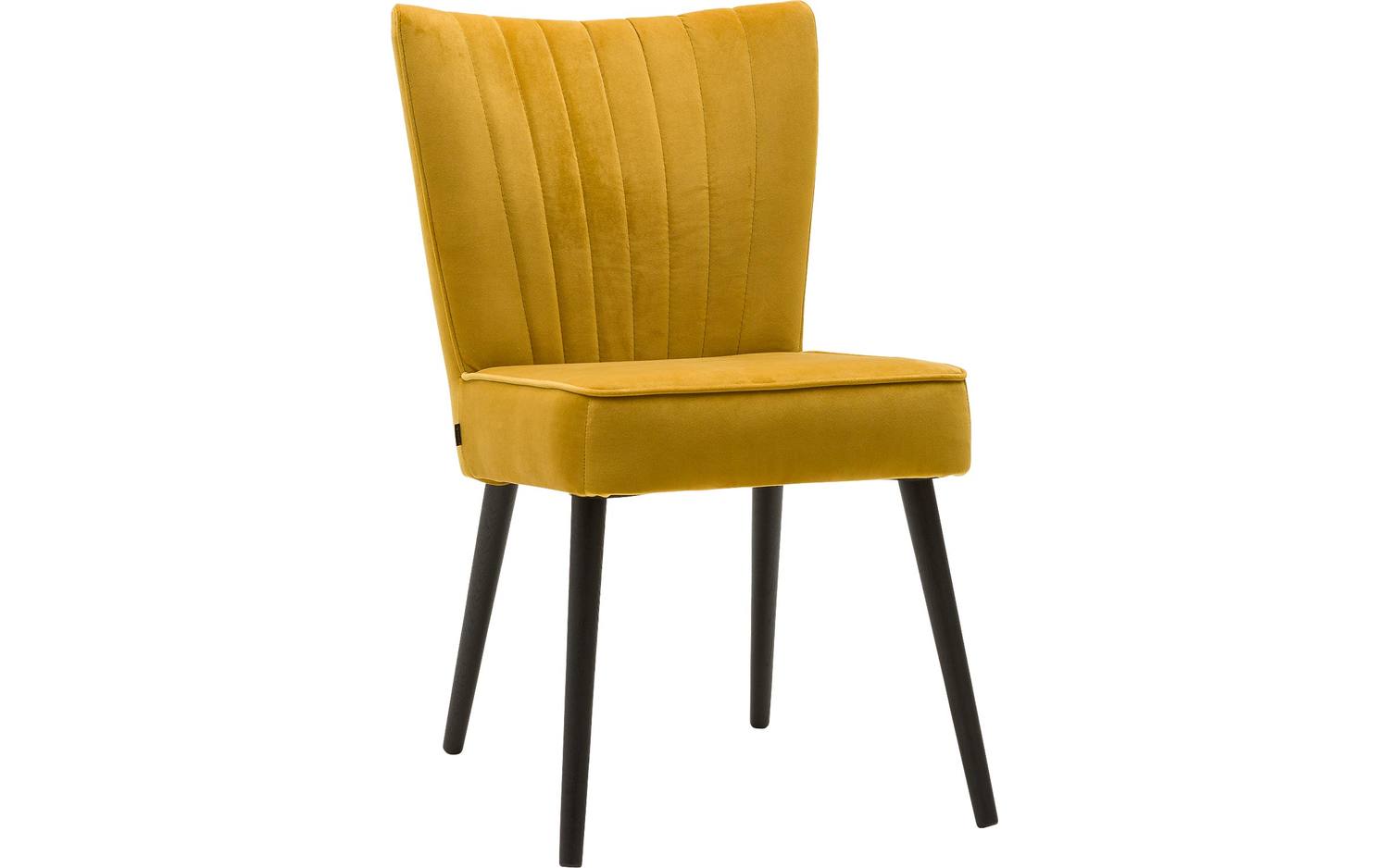Goossens Eetkamerstoel Rob geel velvet stof leuning, urban industrieel