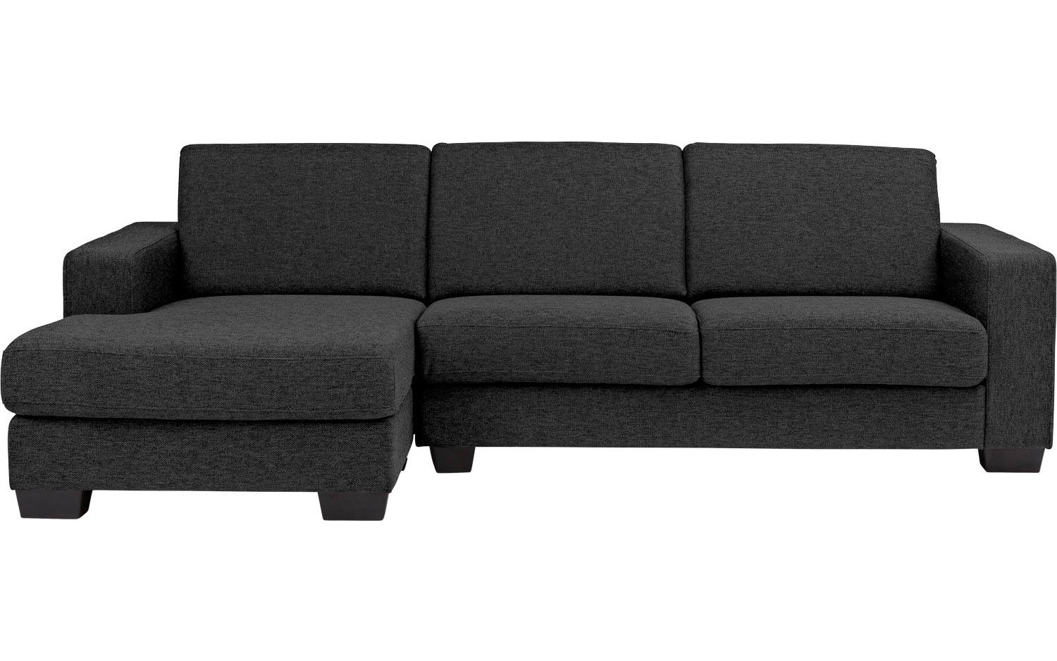 Goossens Hoekbank N-joy Divana Met Chaise Longue antraciet, stof, 2-zits, stijlvol landelijk met chaise longue links