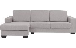 Goossens Hoekbank N-joy Divana Met Chaise Longue grijs, stof, 2,5-zits, stijlvol landelijk met chaise longue links
