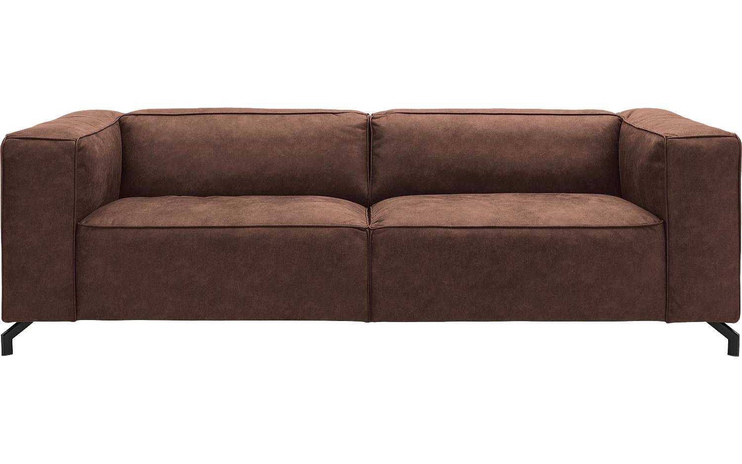 Goossens Bank Calvin bruin, micro leer, 3,5-zits, modern design