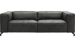 Goossens Bank Calvin grijs, micro leer, 3,5-zits, modern design
