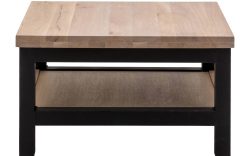 Goossens Hoektafel Santos, hout eiken bruin, urban industrieel, 70 x 40 x 70 cm
