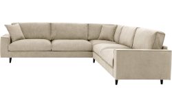 Goossens Bank Jonas beige, stof, 3,5-zits, urban industrieel