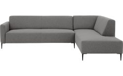 Goossens Bank Key West grijs, stof, 3-zits, modern design met ligelement rechts