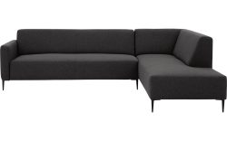 Goossens Bank Key West grijs, stof, 3-zits, modern design met ligelement rechts