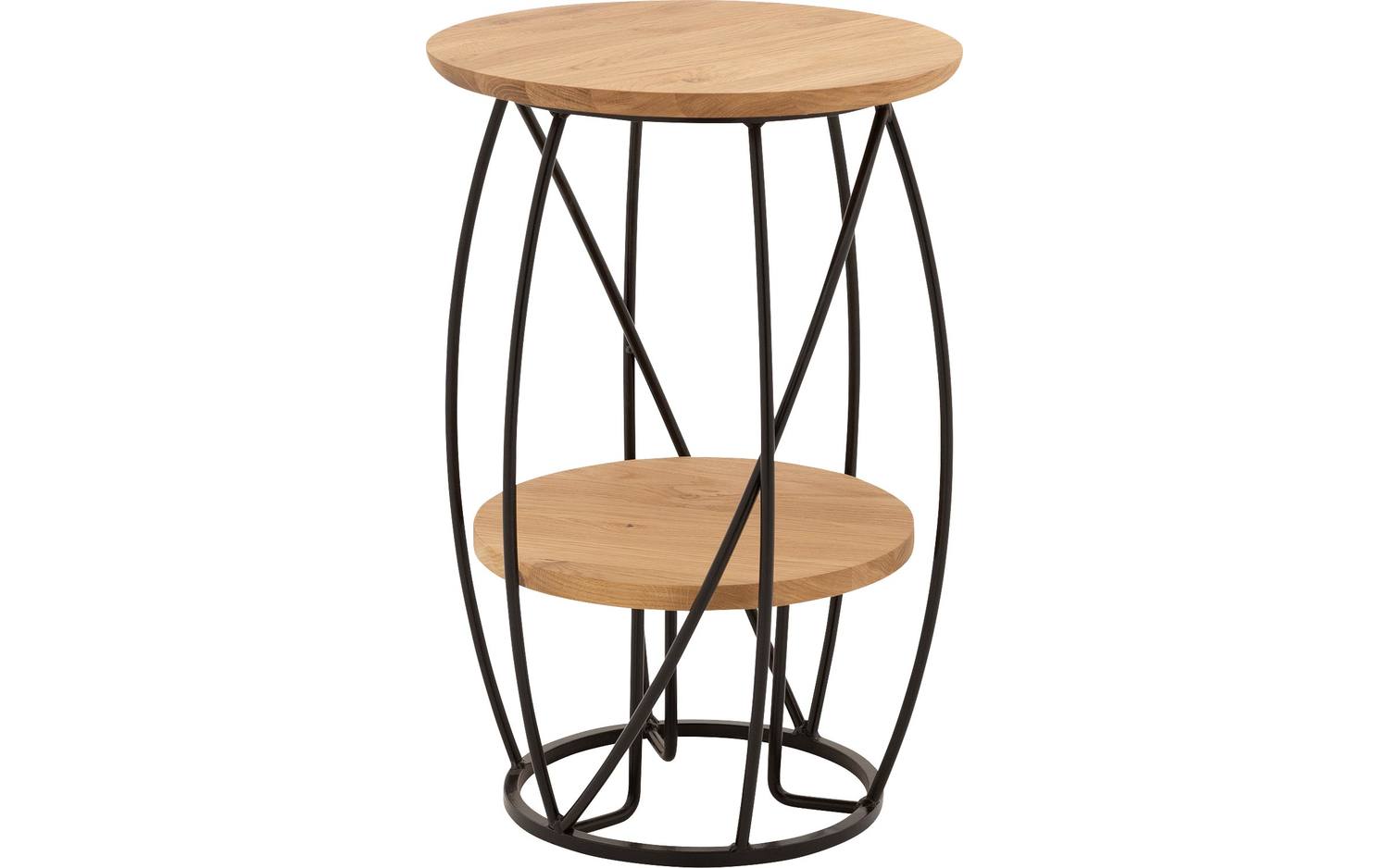 Goossens Salontafel Bellis rond, hout eiken blank, stijlvol landelijk, 39 x 60 x 39 cm