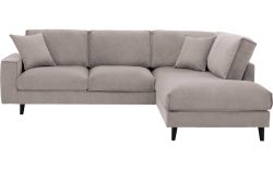 Goossens Bank Jonas beige, stof, 2,5-zits, urban industrieel met ligelement rechts