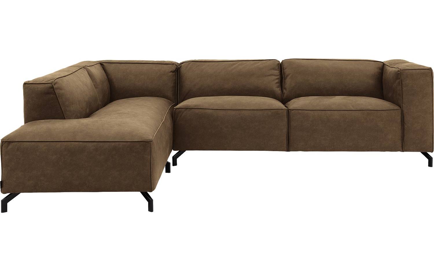 Goossens Bank Calvin groen, micro leer, 3-zits, modern design met ligelement links