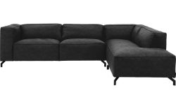 Goossens Bank Calvin grijs, micro leer, 3-zits, modern design met ligelement rechts