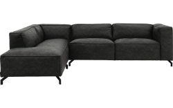 Goossens Bank Calvin grijs, micro leer, 3-zits, modern design met ligelement links
