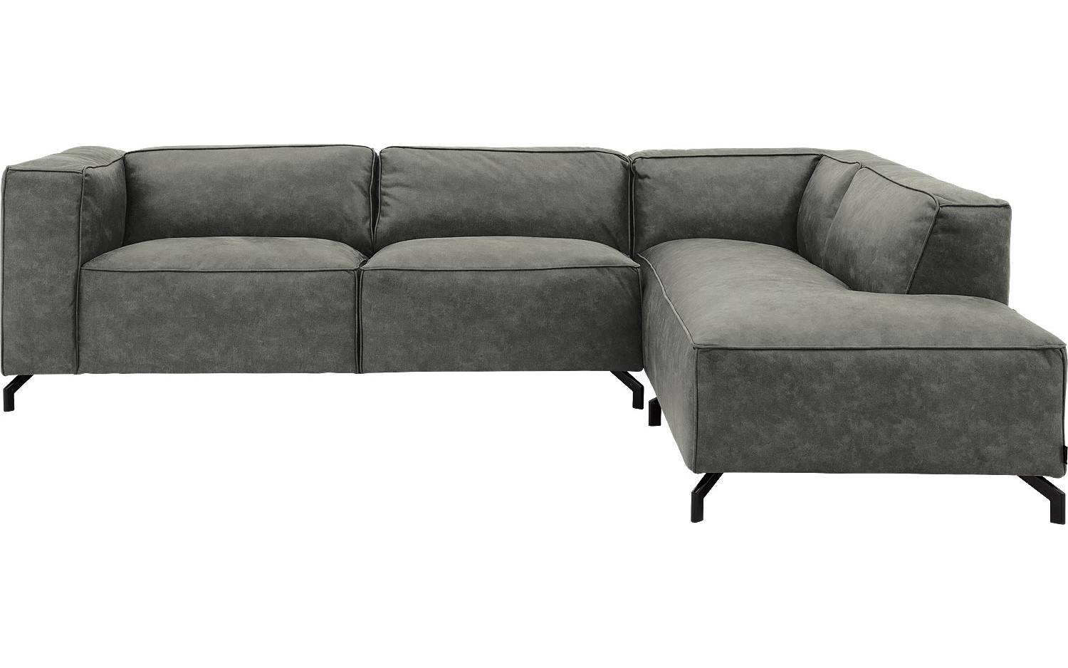Goossens Bank Calvin grijs, micro leer, 3-zits, modern design met ligelement rechts