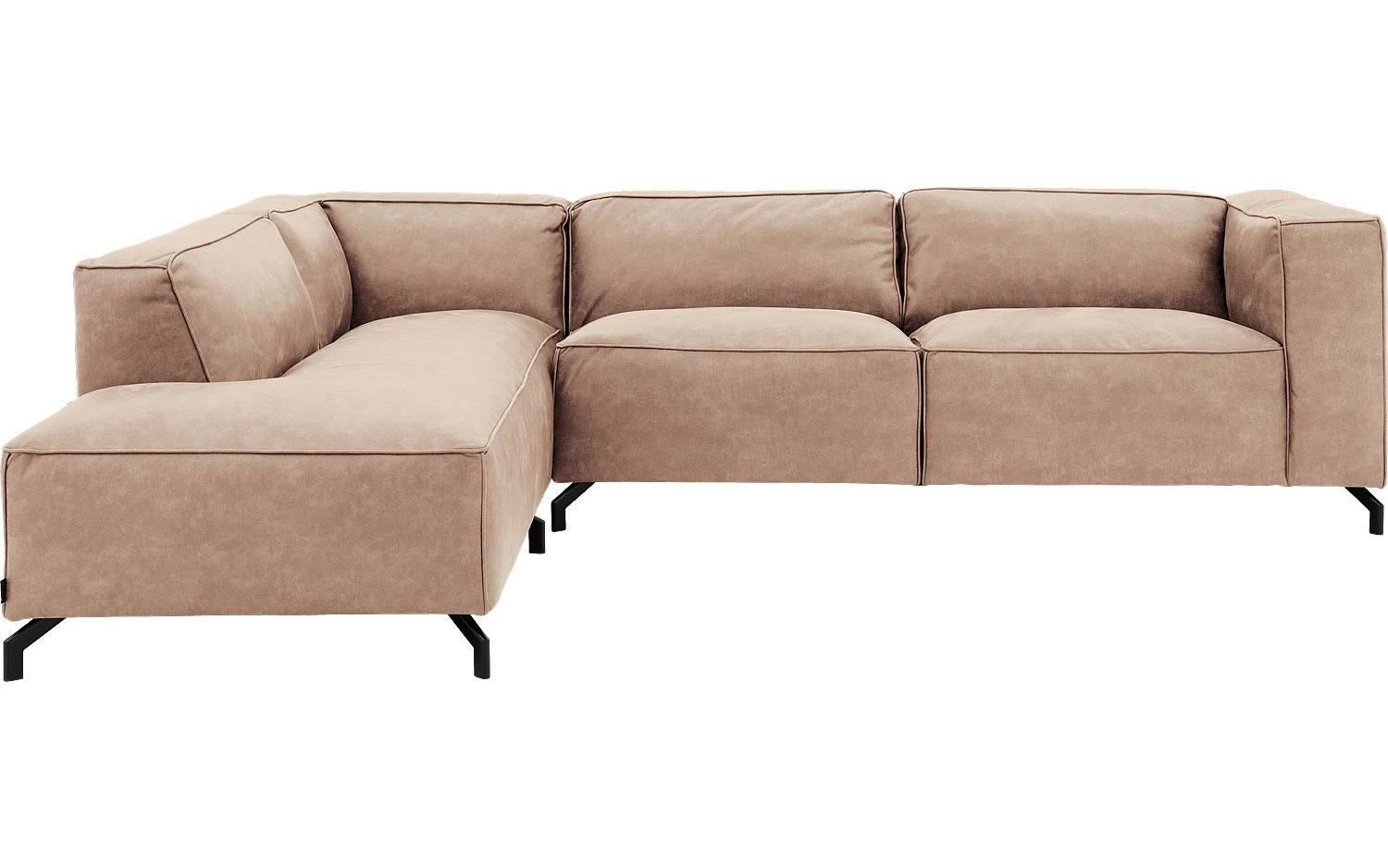 Goossens Bank Calvin beige, micro leer, 3-zits, modern design met ligelement links