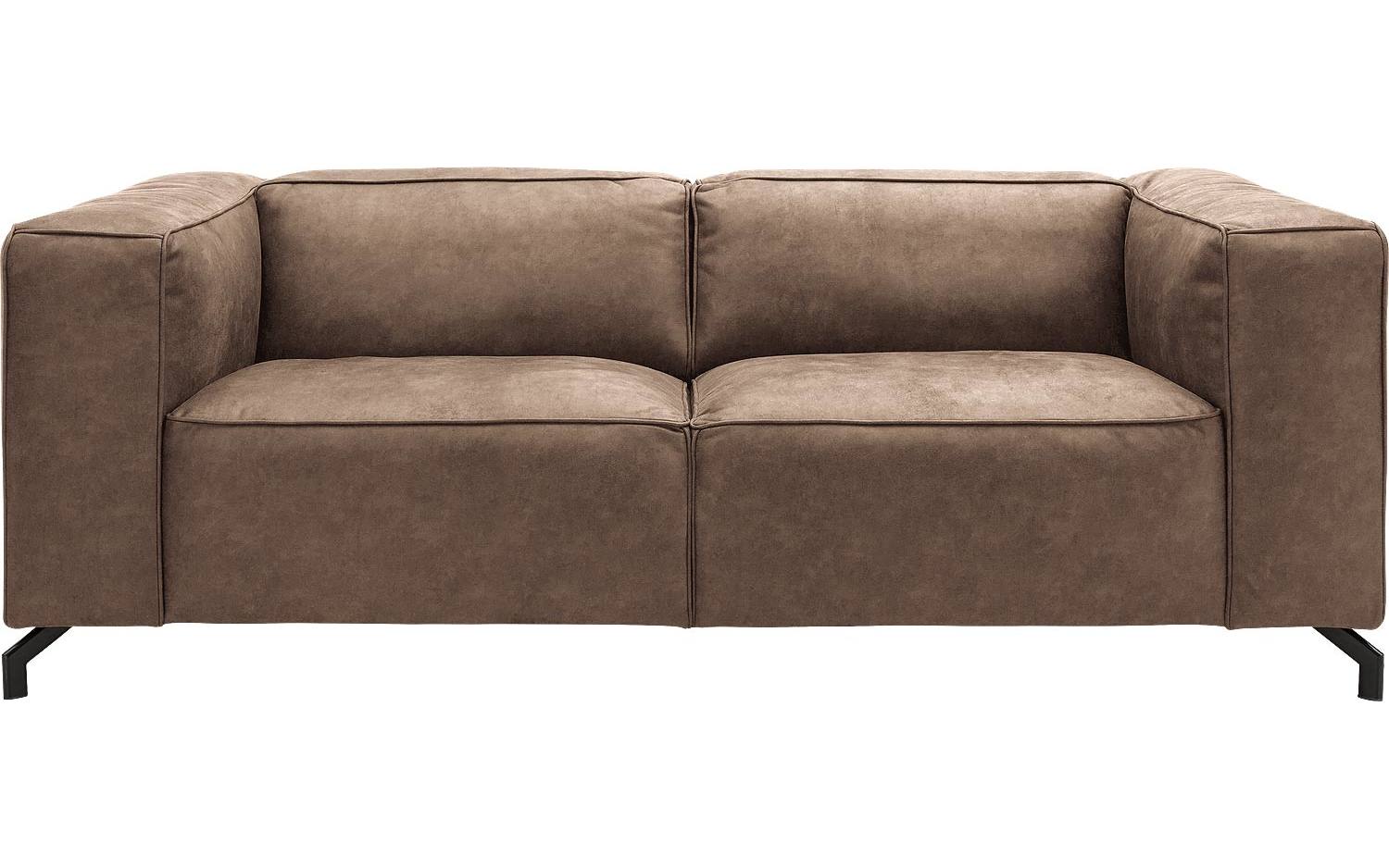 Goossens Bank Calvin bruin, micro leer, 2,5-zits, modern design