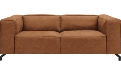 Goossens Bank Calvin cognac, micro leer, 2,5-zits, modern design