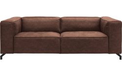 Goossens Bank Calvin bruin, micro leer, 3-zits, modern design