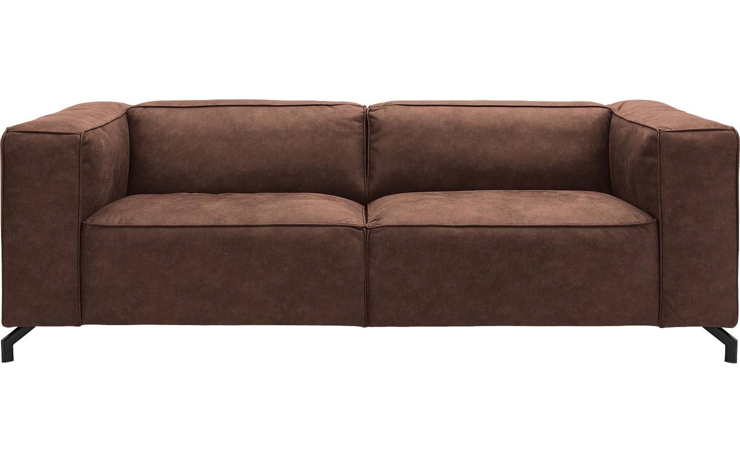 Goossens Bank Calvin bruin, micro leer, 3-zits, modern design