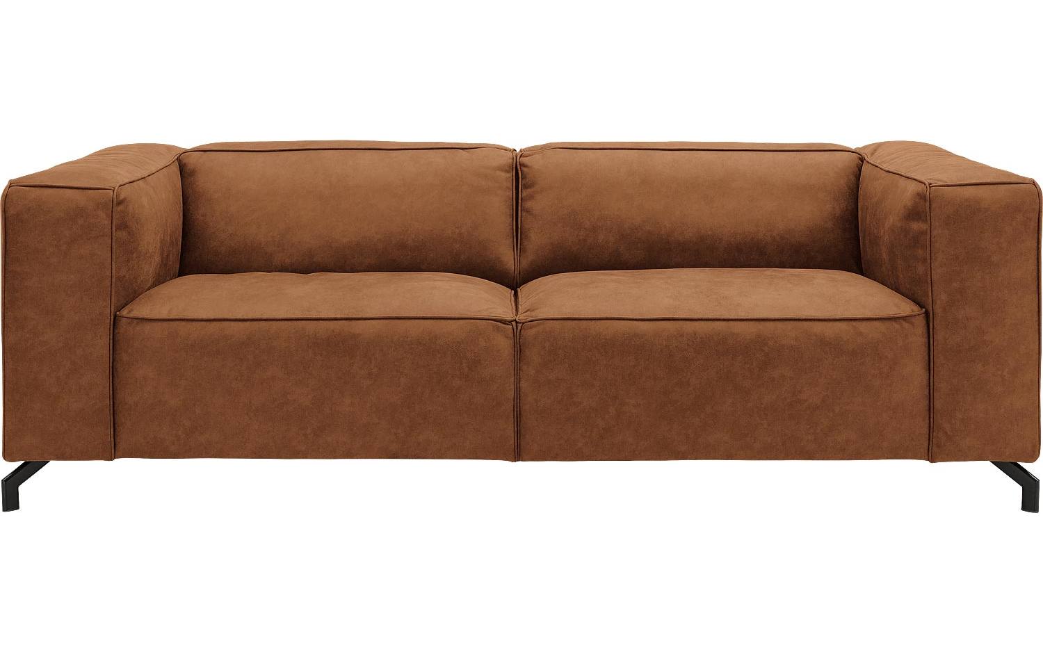 Goossens Bank Calvin cognac, micro leer, 3-zits, modern design