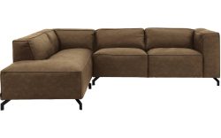 Goossens Bank Calvin groen, micro leer, 2,5-zits, modern design met ligelement links