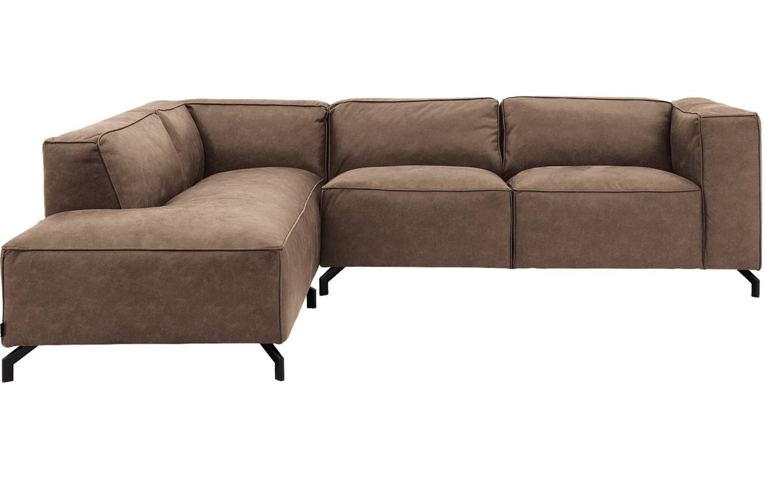 Goossens Bank Calvin bruin, micro leer, 2,5-zits, modern design met ligelement links