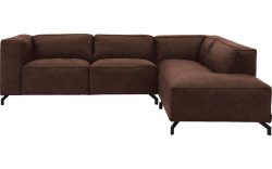 Goossens Bank Calvin bruin, micro leer, 2,5-zits, modern design met ligelement rechts