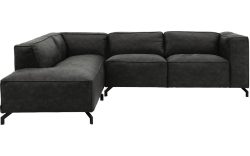Goossens Bank Calvin grijs, micro leer, 2,5-zits, modern design met ligelement links