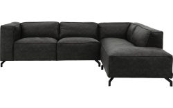 Goossens Bank Calvin grijs, micro leer, 2,5-zits, modern design met ligelement rechts