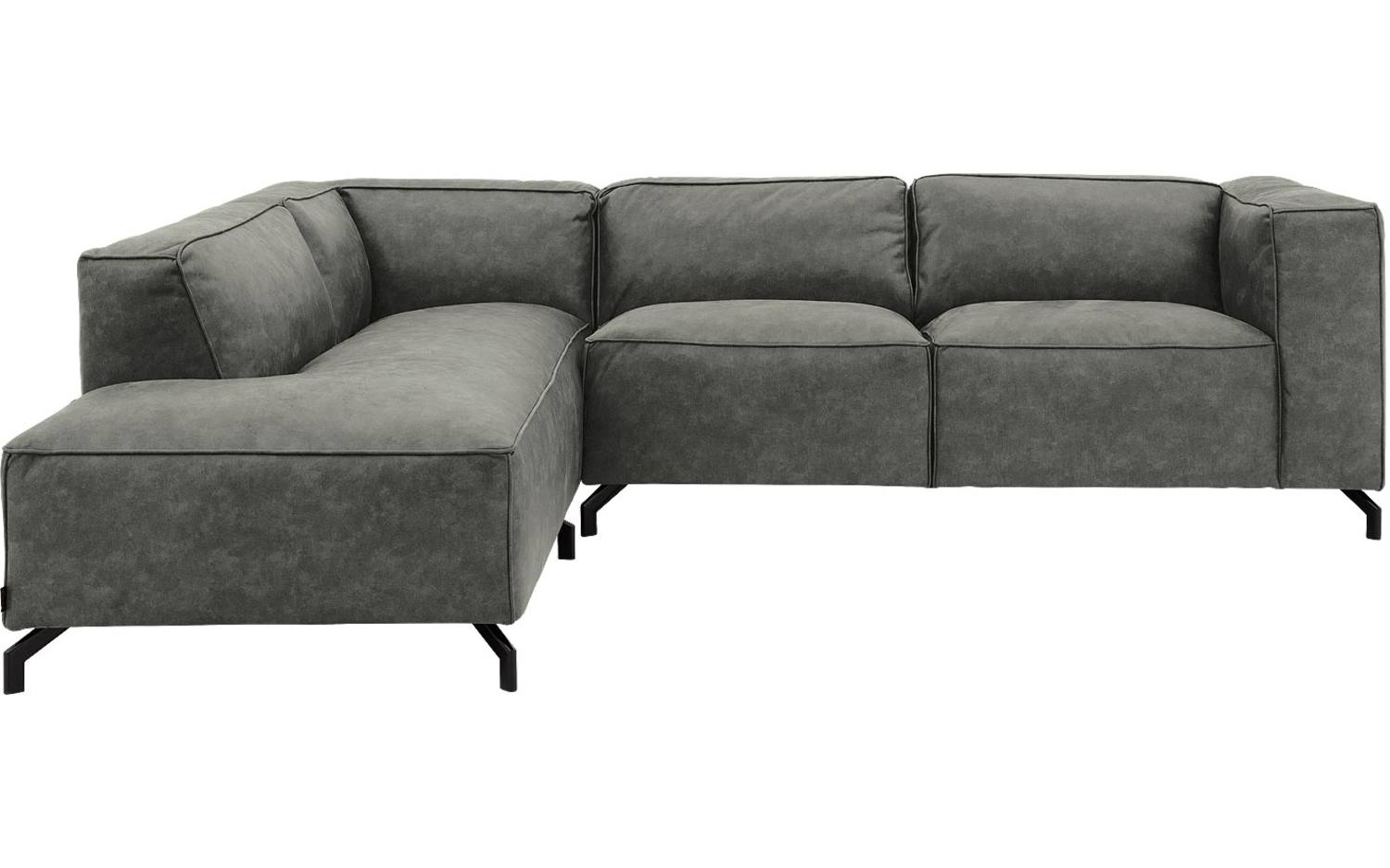 Goossens Bank Calvin grijs, micro leer, 2,5-zits, modern design met ligelement links