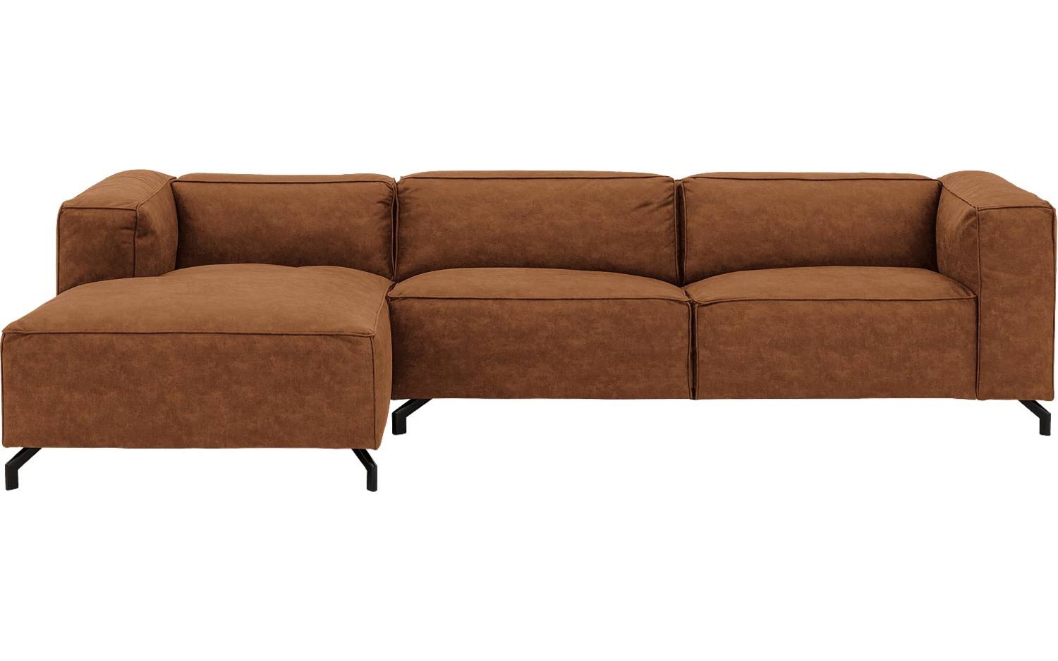 Goossens Bank Calvin cognac, micro leer, 3,5-zits, modern design