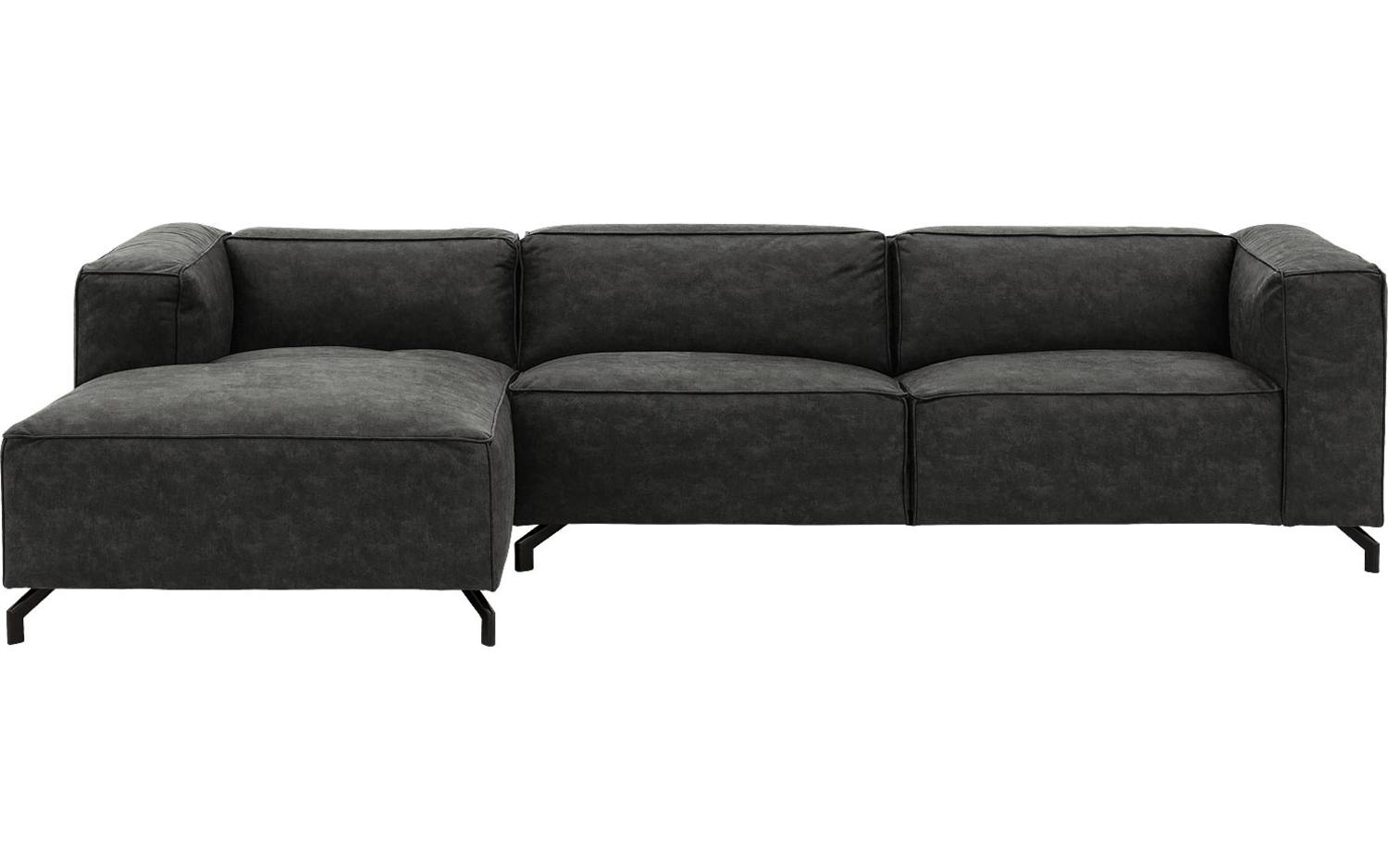 Goossens Bank Calvin grijs, micro leer, 3,5-zits, modern design