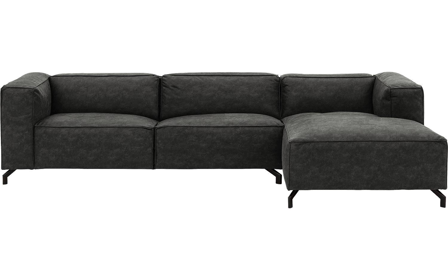 Goossens Bank Calvin grijs, micro leer, 3,5-zits, modern design