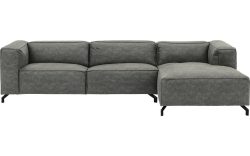 Goossens Bank Calvin grijs, micro leer, 3,5-zits, modern design