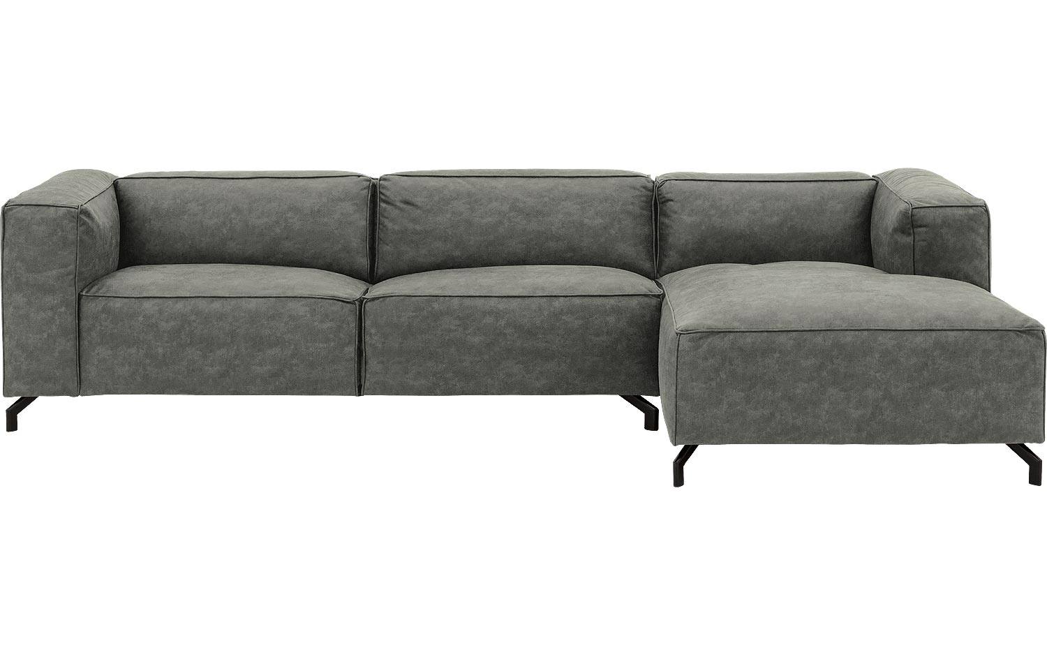 Goossens Bank Calvin grijs, micro leer, 3,5-zits, modern design