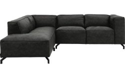 Goossens Bank Calvin grijs, micro leer, 2-zits, modern design met ligelement links