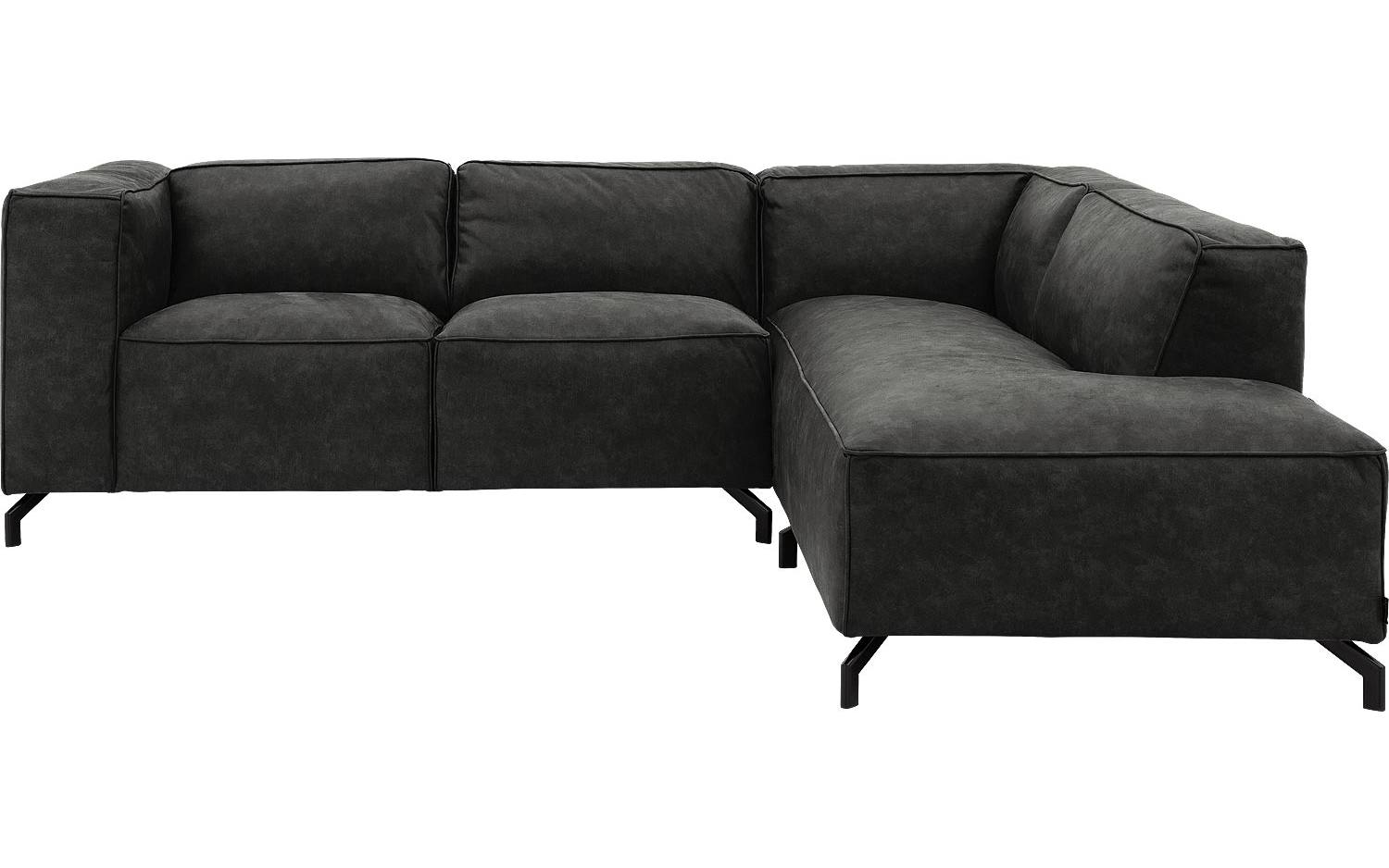 Goossens Bank Calvin grijs, micro leer, 2-zits, modern design met ligelement rechts