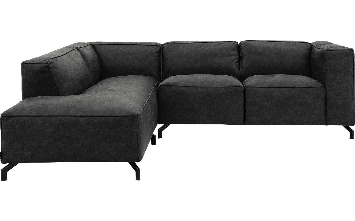 Goossens Bank Calvin grijs, micro leer, 2-zits, modern design met ligelement links