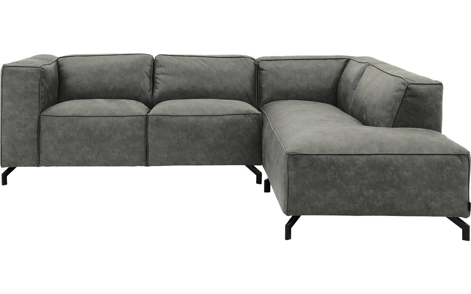 Goossens Bank Calvin grijs, micro leer, 2-zits, modern design met ligelement rechts