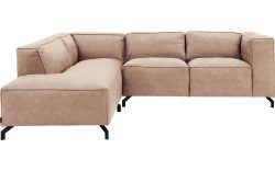Goossens Bank Calvin beige, micro leer, 2-zits, modern design met ligelement links