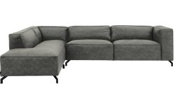 Goossens Bank Calvin grijs, micro leer, 3,5-zits, modern design met ligelement links