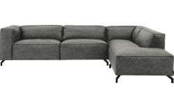 Goossens Bank Calvin grijs, micro leer, 3,5-zits, modern design met ligelement rechts