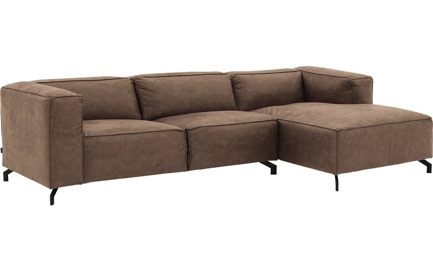 Goossens Bank Calvin bruin, micro leer, 3-zits, modern design