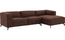 Goossens Bank Calvin bruin, micro leer, 3-zits, modern design