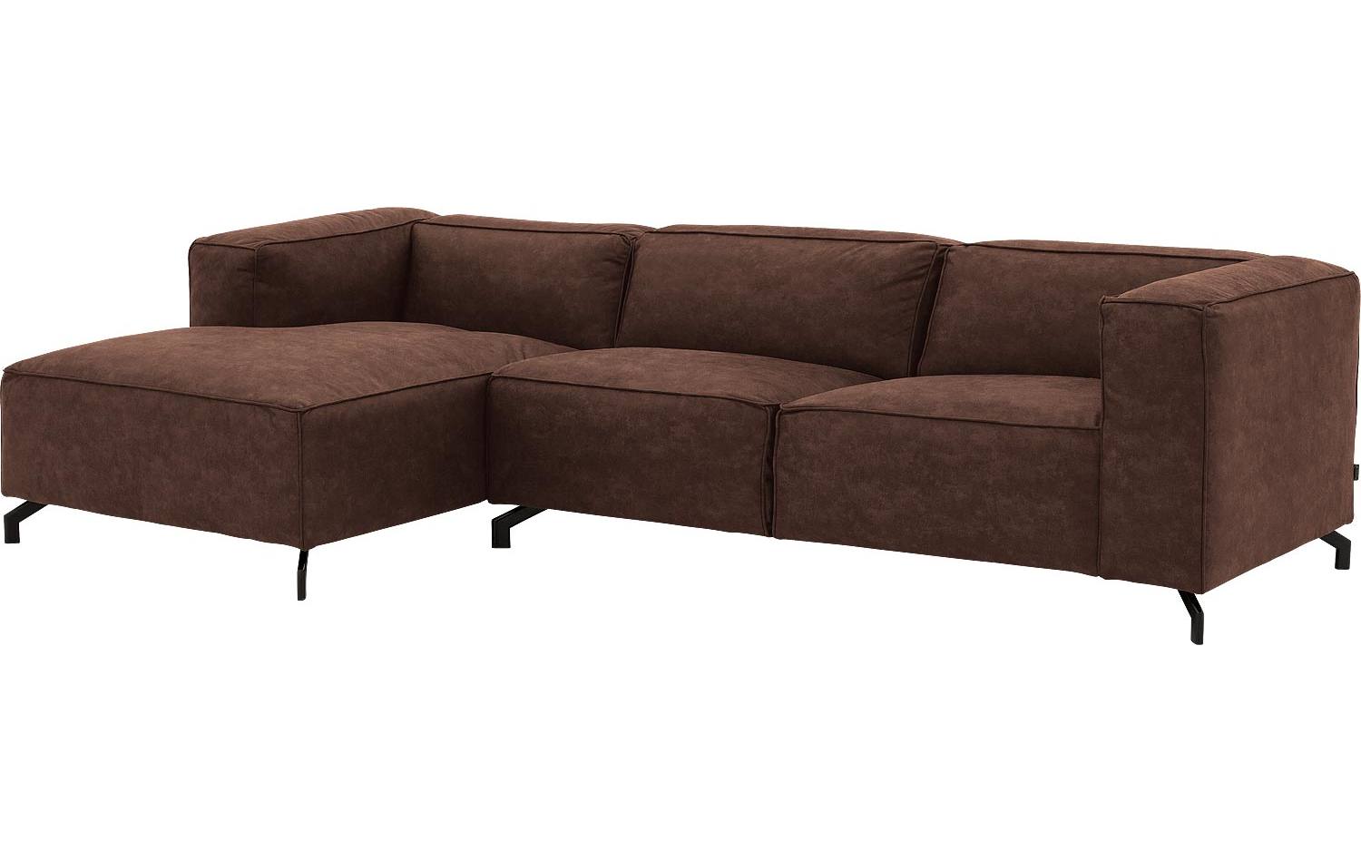 Goossens Bank Calvin bruin, micro leer, 3-zits, modern design