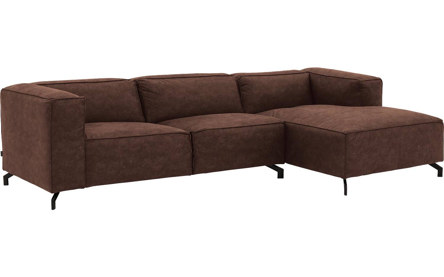 Goossens Bank Calvin bruin, micro leer, 3-zits, modern design