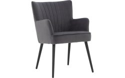 Goossens Eetkamerstoel Rob antraciet velvet stof met armleuning, urban industrieel