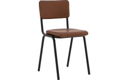 Goossens Eetkamerstoel Chaplin cognac leer leuning, urban industrieel