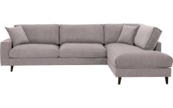 Goossens Bank Jonas beige, stof, 3,5-zits, urban industrieel met ligelement rechts